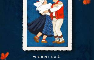 Plakat: Jubileuszowa Wystawa Fotograficzna „Ludzie Istebnej”. Wernisaż 24 lipca 2026 r., godz. 18:30, Park w centrum Istebnej obok GOK. Ilustracja przedstawia tańczącą parę w tradycyjnych strojach góralskich.