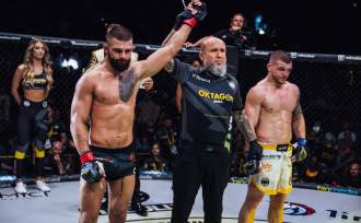 Zwycięski Mateusz (Foto: Twitter Oktagon MMA)