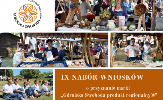 IX Nabór wniosków o przyznanie marki Góralsko Swoboda, grafika z logiem i zdjęciami twórców i ich produktów regionalnych