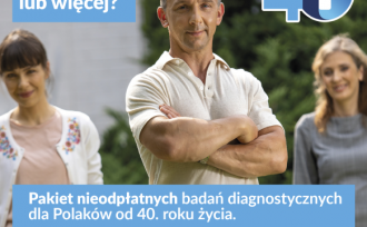 Baner - Profilaktyka 40 PLUS - Kampania profilaktycznej diagnostyki osób od 40 roku życia w zakresie najczęściej występujących problemów zdrowotnych.