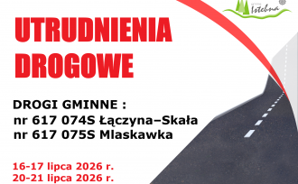 Grafika informacyjna dotycząca zamknięcia dróg gminnych.