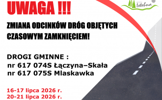Grafika dotycząca zamknięcia odcinków dróg gminnych.