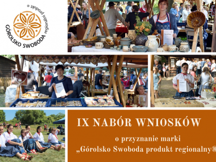 IX Nabór wniosków o przyznanie marki Góralsko Swoboda, grafika z logiem i zdjęciami twórców i ich produktów regionalnych