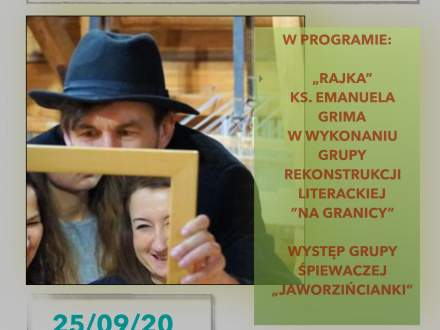 Plakat informujący o programie wydarzenia i jego terminie z logotypem Muzeum Na Grapie