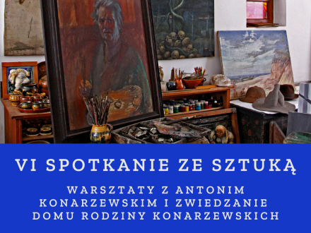 Spotkanie ze sztuką - plakat wydarzenia ze zdjęciem z pracowni