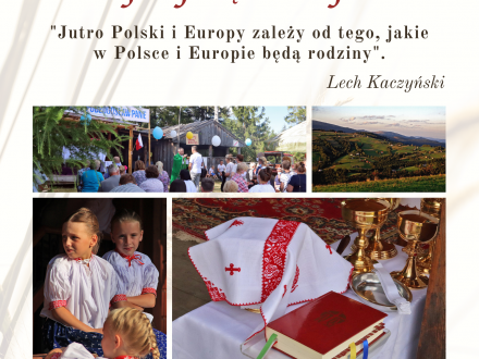 Plakat ze zdjęciami i tekstem o mszy