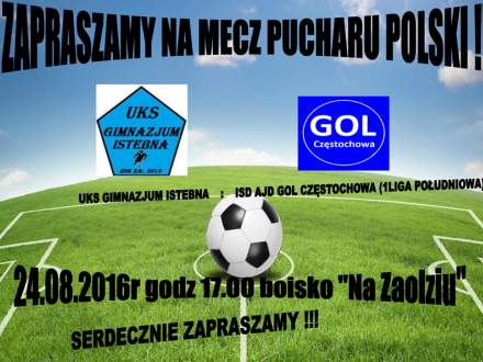Plakat meczu Pucharowego UKS Gimnazjum Istebna