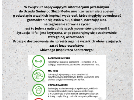 Stop pandemii - apel wójta Gminy Istebna