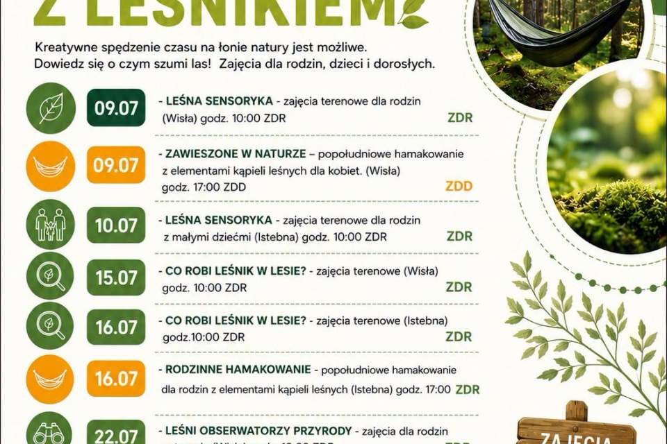 Harmonogram wakacyjnych spotkań z leśnikiem