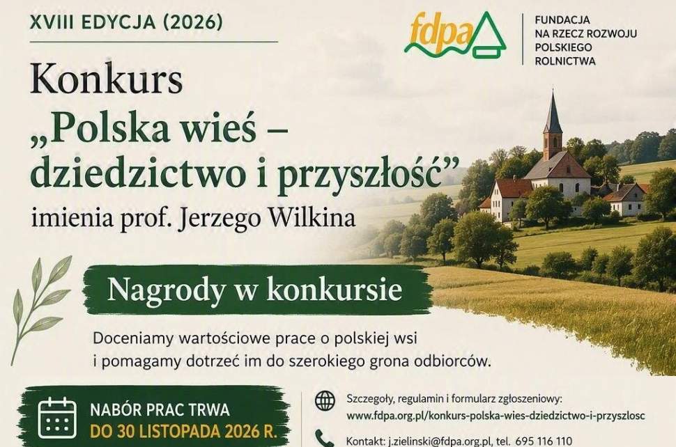 Grafika informacyjna dot. konkursu "Polska wieś- dziedzictwo i przyszłość"