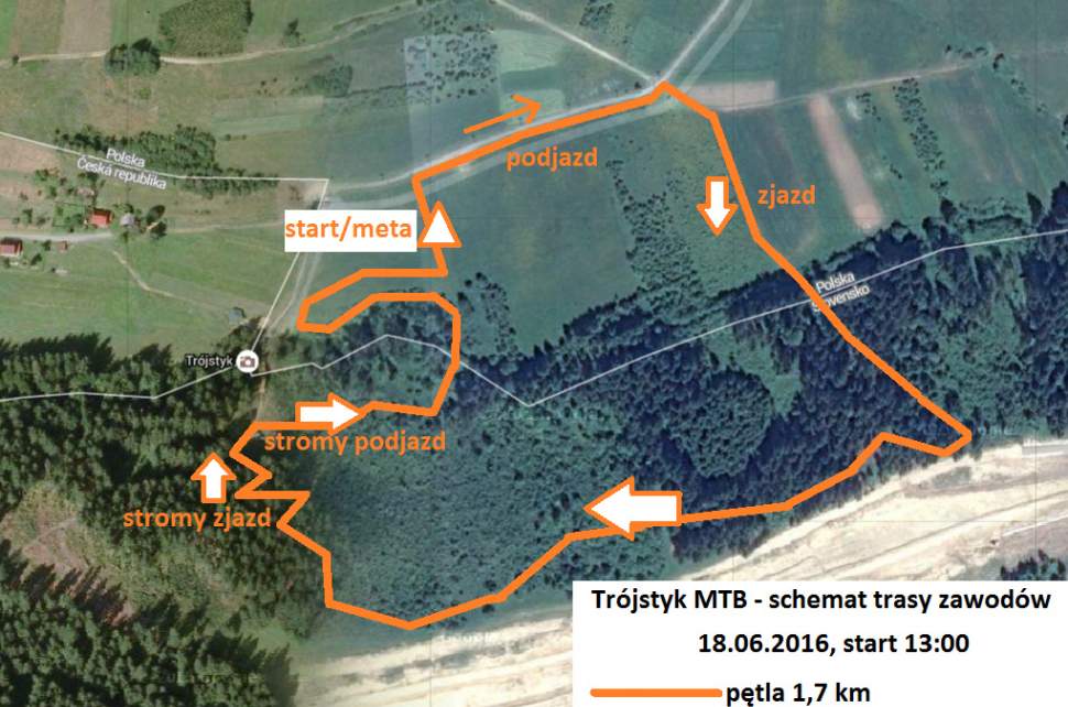 Mapa trasy wokół Trójstyku