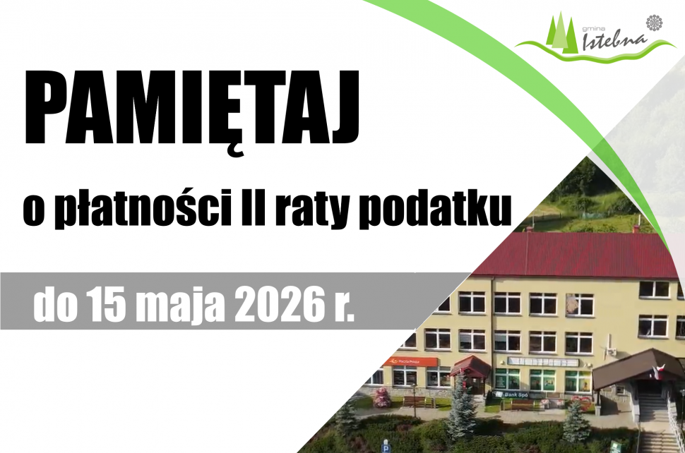 Przypomnienie o wpłacie II raty podatku do 15 maja