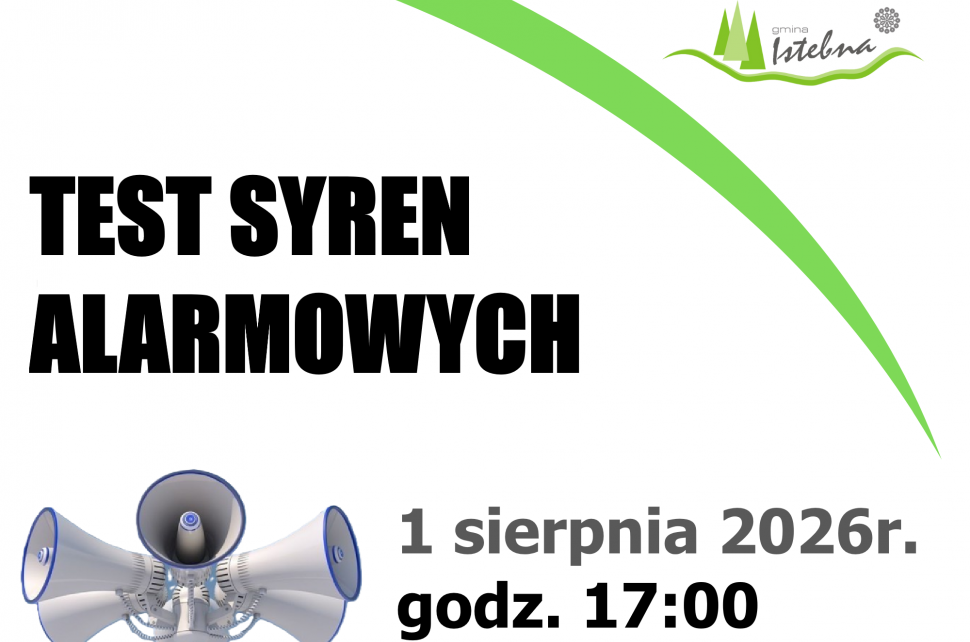 Grafika informacyjna dotycząca testu syren alarmowych